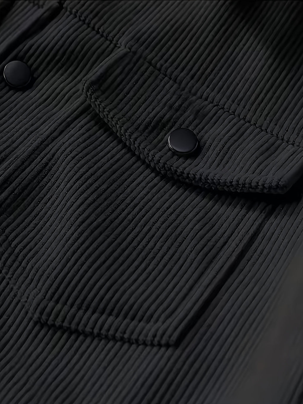 Meixishao OBM Autumn/Winter Solid Color with Random Print, Simple Encounter with Avant-Garde Cross-Border Fashion Jacket, Vintage Style Lapel Men's Corduroy Workwear Jacket Winter Clothes for Men - Black