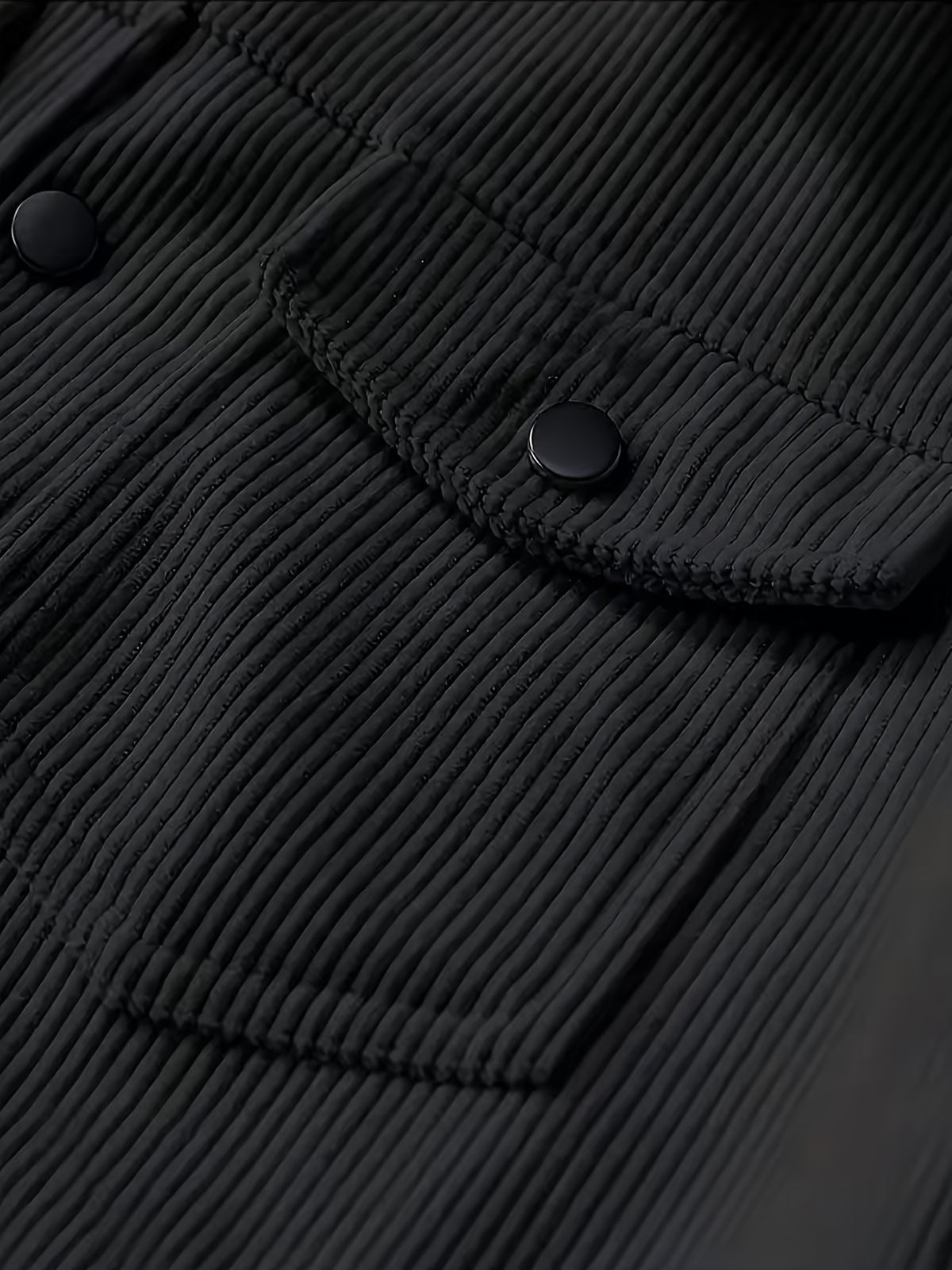 Meixishao OBM Autumn/Winter Solid Color with Random Print, Simple Encounter with Avant-Garde Cross-Border Fashion Jacket, Vintage Style Lapel Men's Corduroy Workwear Jacket Winter Clothes for Men - Black