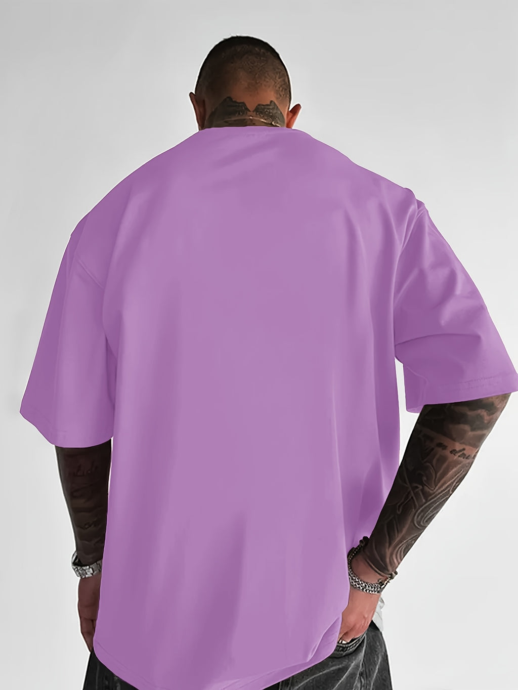 Men'S Short Sleeve T-Shirt, 100% Fabric, Loose Fit, Fashion Casual Round Neck Top, Spring Summer Outdoor Apparel for Men, Tops for 11 Holidays - Light Purple