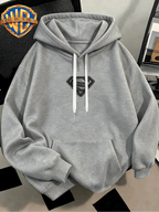 [Authorized by Warner Genuine] Fashion Hip Hop Print Fashion Brand Fashion Casual Versatile Sports Drawstring Pocket Hooded Men's Sweater, Men's Autumn and Winter Cute Casual Style, Sports Style Fashion Loose Hoodie, Daily Casual Wear. - Light Grey