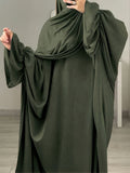1pc Moisture-Wicking Breathable Fabric Loose Comfortable Batwing Dress Casual All-Match Abaya Suitable for Women'S Daily Wear Without Headscarf, Summer Abaya Women Abaya Women Muslim Dress Robe Summer Abaya Women - Olive Green
