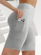 Summer Fashion High-Waist Capri Pants with Pockets - Light Hemp Grey