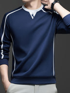 Autumn/Winter Regular Style Comfortable and Warm Men's Crew Neck Long Sleeve Sweatshirt, Versatile for Daily Wear - SINBOS - Blue