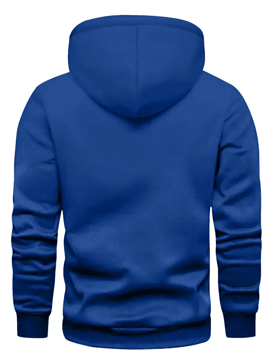 New Arrival: Men'S Hooded Sweatshirt with Geometric Print And Wrinkle-Resistant Fabric - Perfect for Casual Outings And Active Days! - Royal Blue