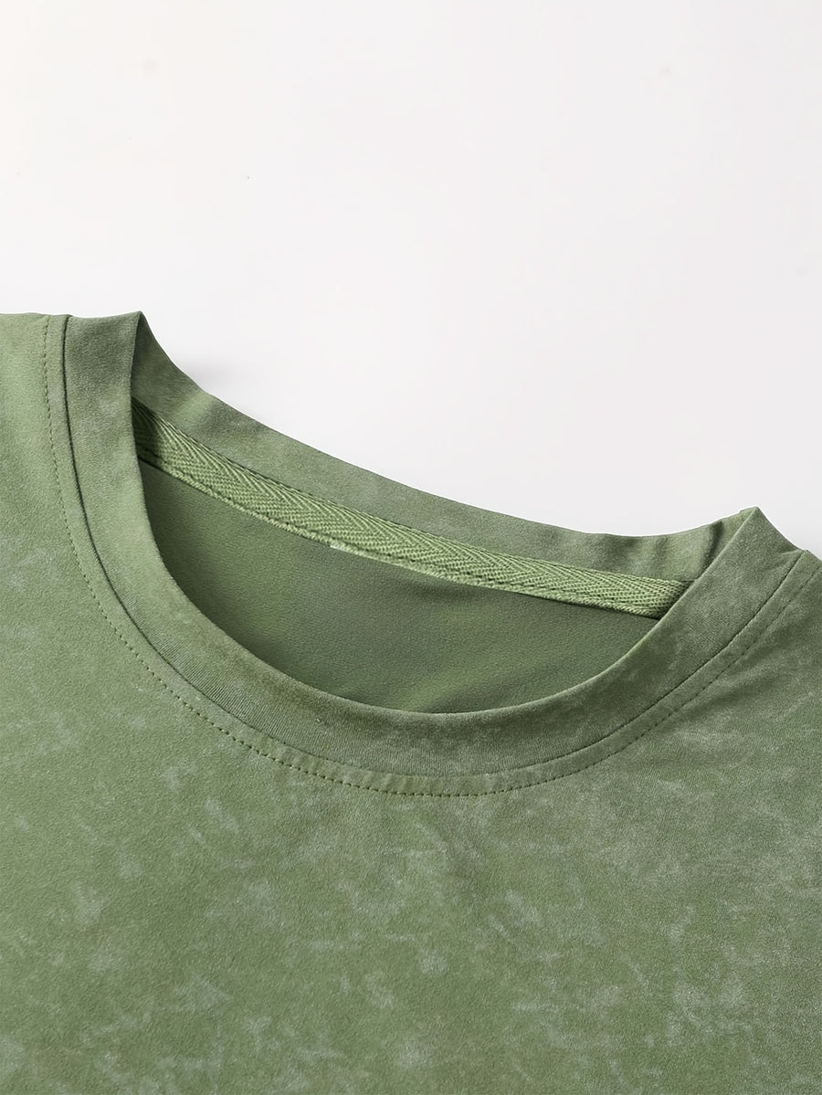 Men's Printed Regular Spring/Autumn Long-Sleeve T-Shirt, Outdoor Sports Casual Long-Sleeve Top - Green