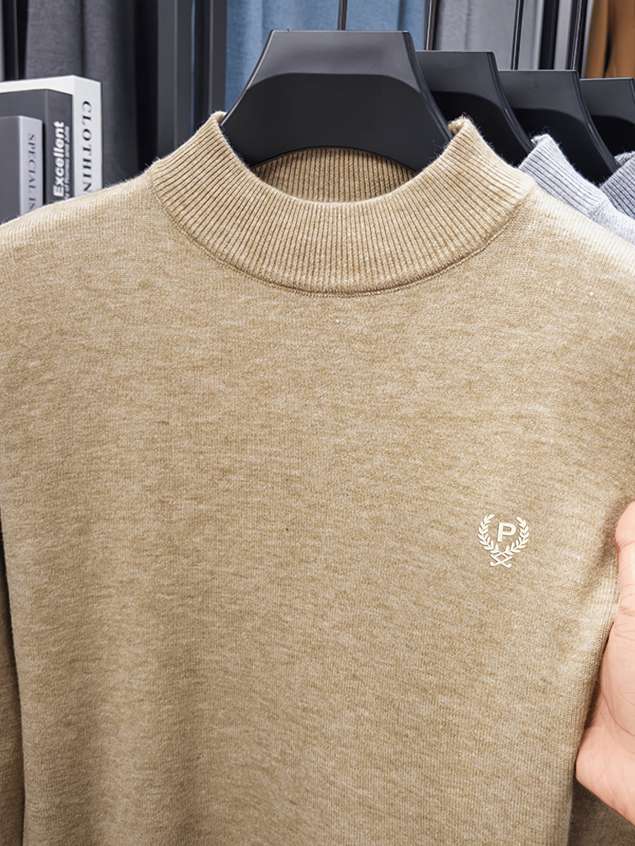 Minimalist City Round Neck Sweater Portable Daily Commute - Khaki 1