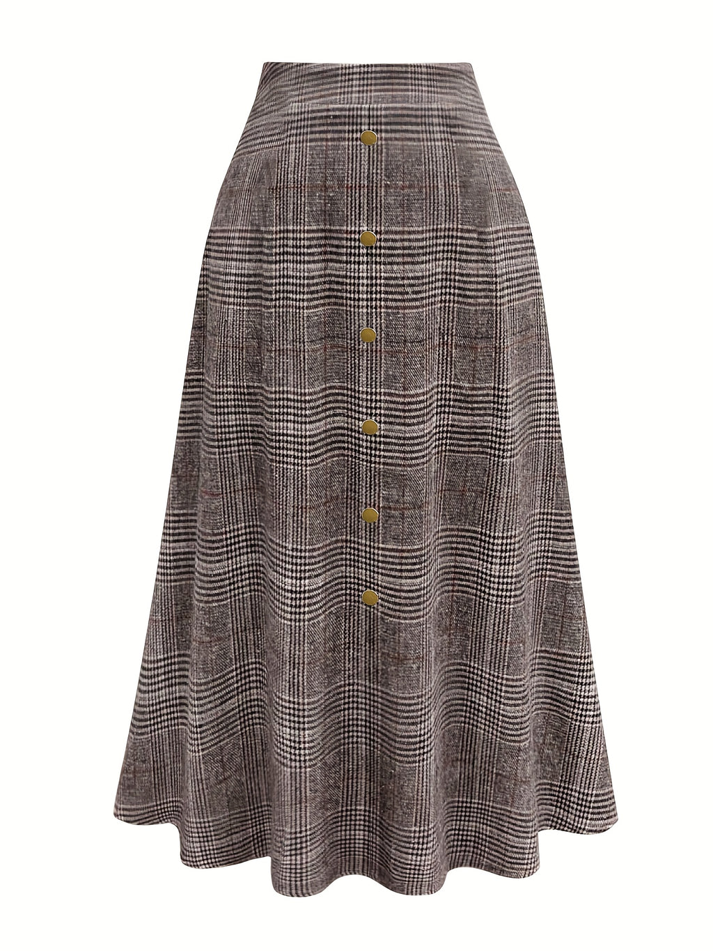 Women'S Elegant Casual Plaid A Line Skirt Autumn Winter Commuting Daily Wear - Grey