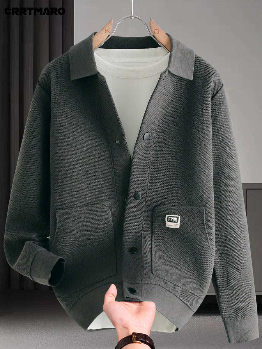 CRRTMARO Men's Warm Collar Sweater - Solid Color Regular Fit Pullover, Casual Long Sleeve Sweater Suitable for Fall Winter Warmth, Versatile for Office & Casual Attire, Hand Washable Top - Grey