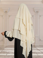 1pc Fashionable, elegant and casual three-layer chiffon fabric solid color suitable for daily wear, loose and comfortable Women's abaya headscarf.sarees for women indian wedding robe aid femme abayas for women muslim jilbab femme khimar hijab - Apricot