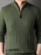 New Autumn Men's Knitted Pullover, Soft and Comfortable, Close-Fitting, Urban Outdoor Fashion, Casual Autumn Wear - Green
