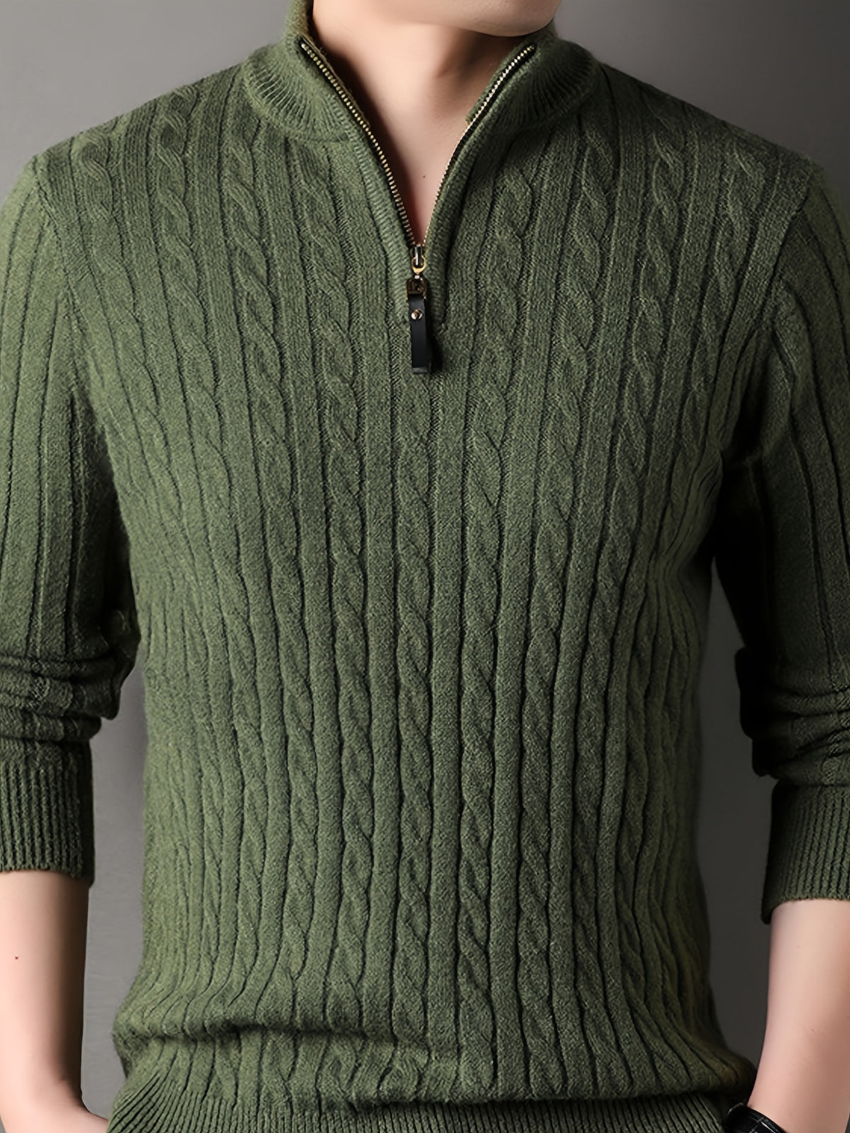 New Autumn Men's Knitted Pullover, Soft and Comfortable, Close-Fitting, Urban Outdoor Fashion, Casual Autumn Wear - Green