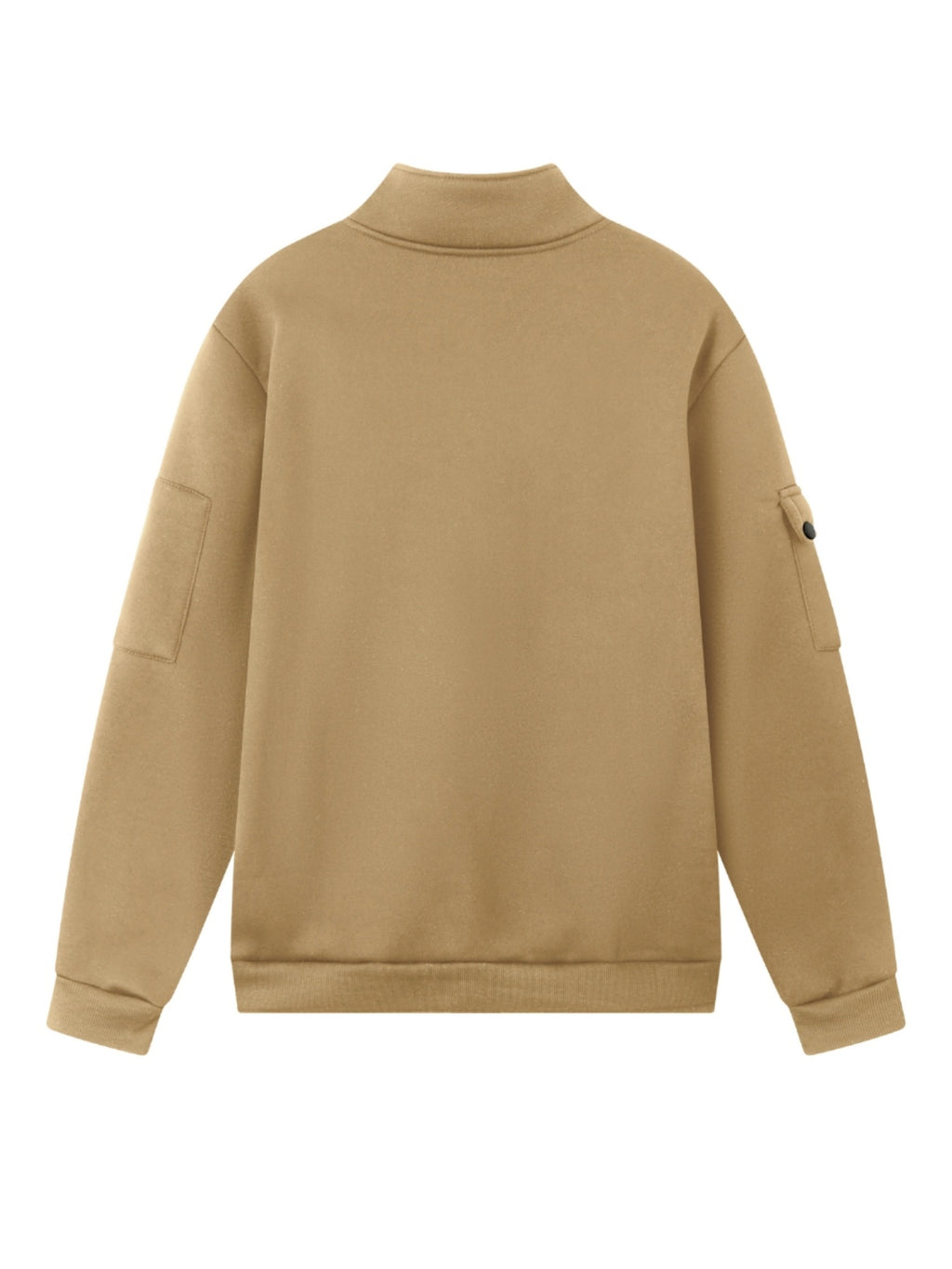 Spring and Autumn Men's Half-Zip Sweatshirt with Print, Loose Fit, Stand-Up Collar, Casual Sport Pullover - Khaki