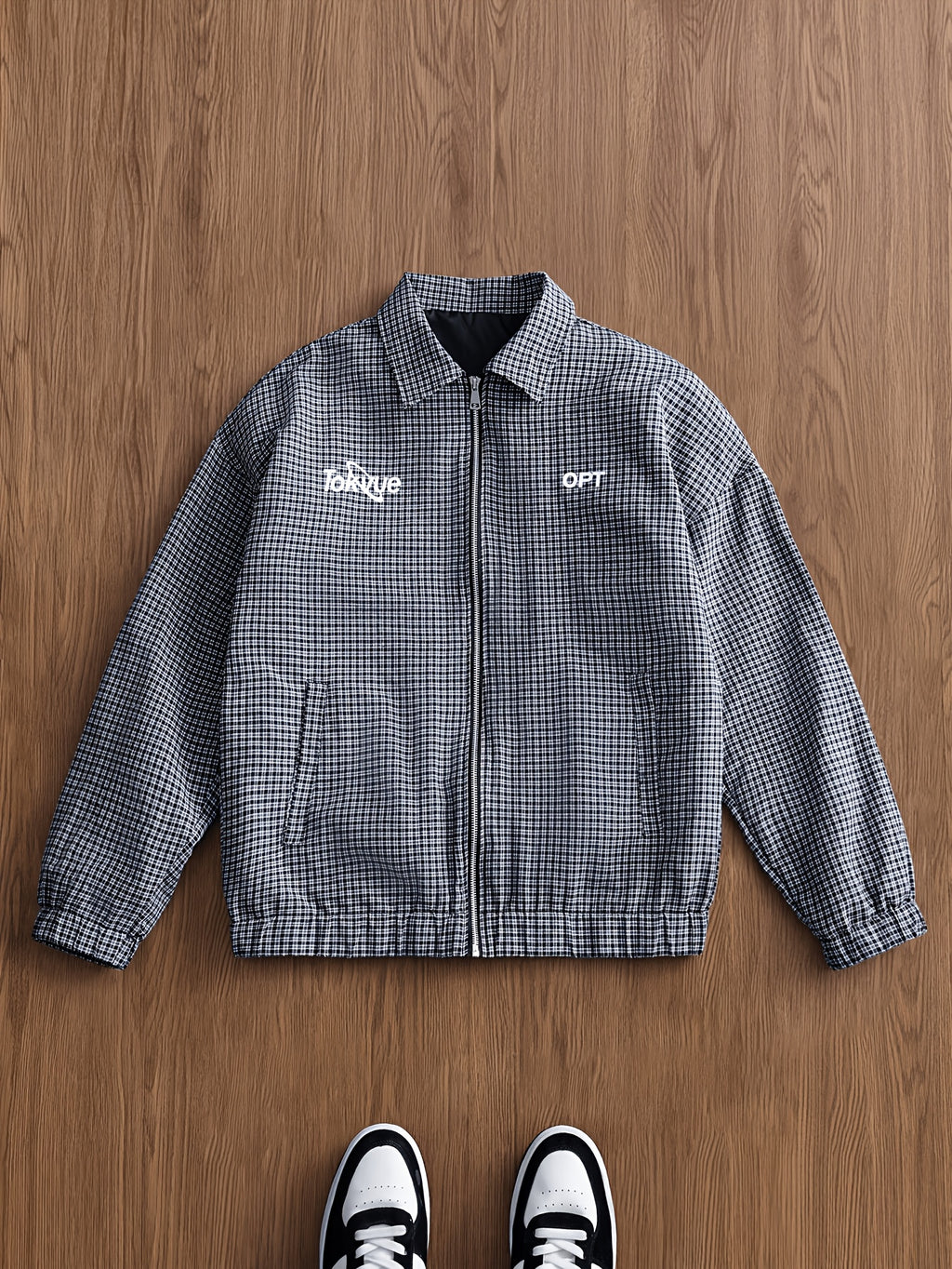 Men's Vintage Plaid Lapel Jacket, a Versatile Shirt-collar Outerwear for Daily Casual Wear in Spring and Autumn, Suitable for Everyday Work Settings, a Harrington Style Lightweight Men's Casual Sport Jacket - Black