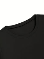 Women'S Fitted Stretch T-Shirt - Casual Basic Top, Comfortable Elastic Fit, All-Season Casual And Formal Wear - Machine Washable. Essential Daily T-Shirt, Versatile Clothing, Fashionable Design, Comfortable Wear, Office Attire, Easy Style - Black