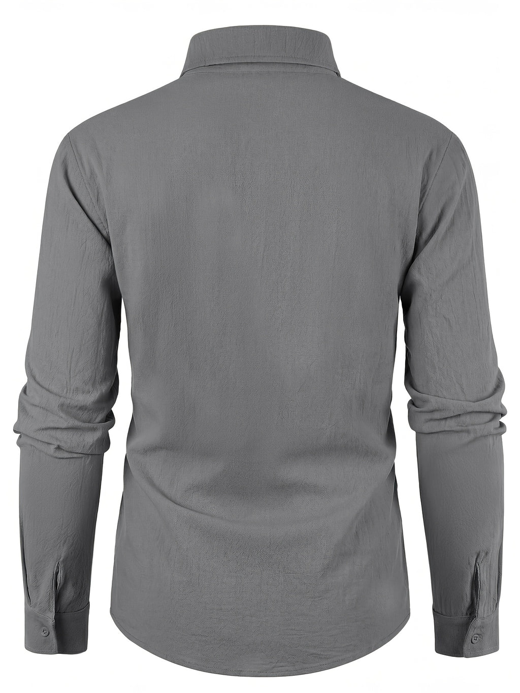 4pcs Set Men's Spring/Autumn New Trendy Fashion Solid Color Linen Long Sleeve Button-Up Lapel Top for Daily Commuting, Outings, Fitness, Vacation, Business, Casual, and Sports - White + black + navy + gray