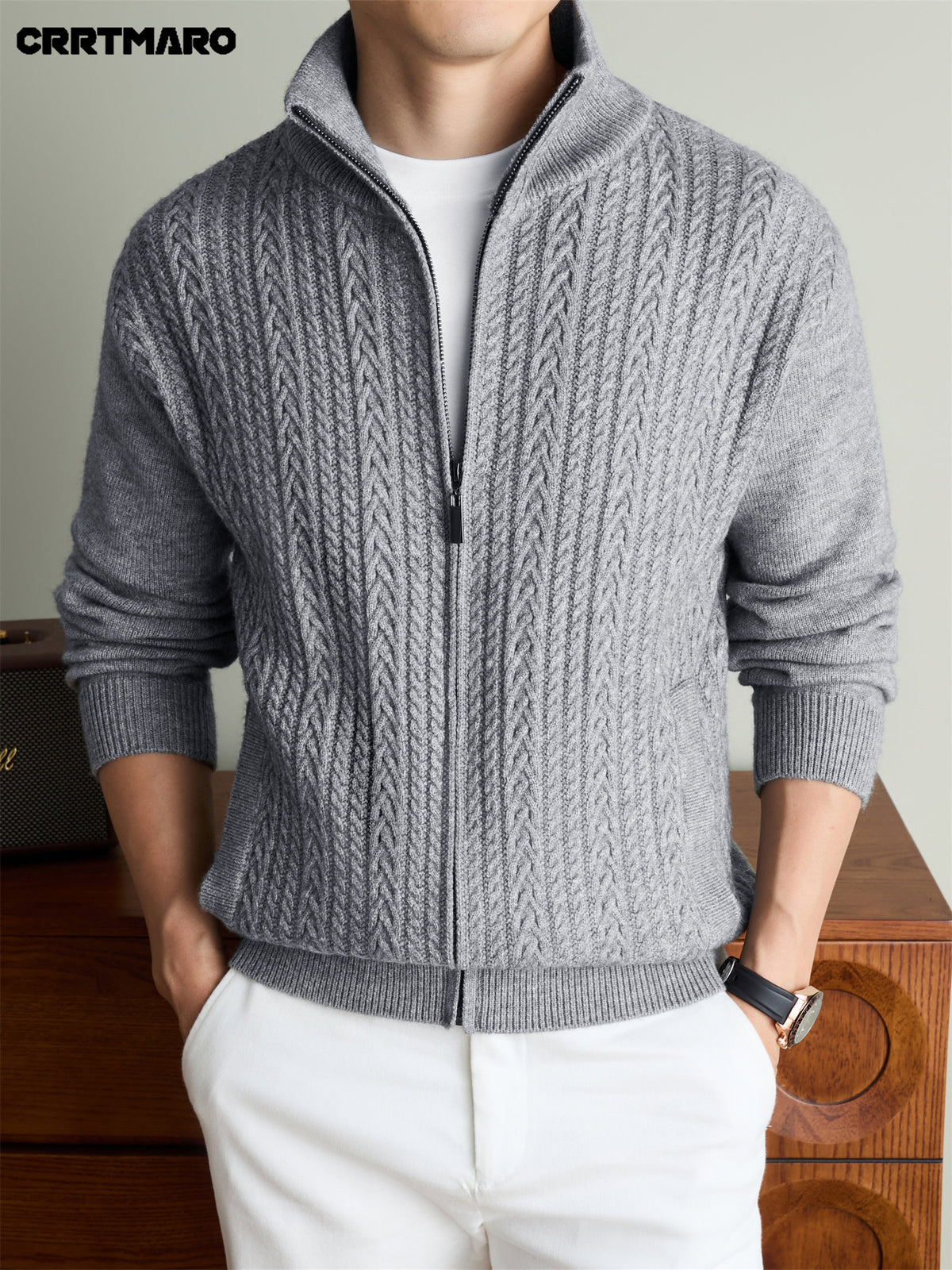 Men'S Heavyweight Thick Knit Cardigan, Warm Casual Layering Top for Fall And Winter - Grey