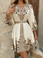 Fashionable and Elegant Printed Dress - Multicolor