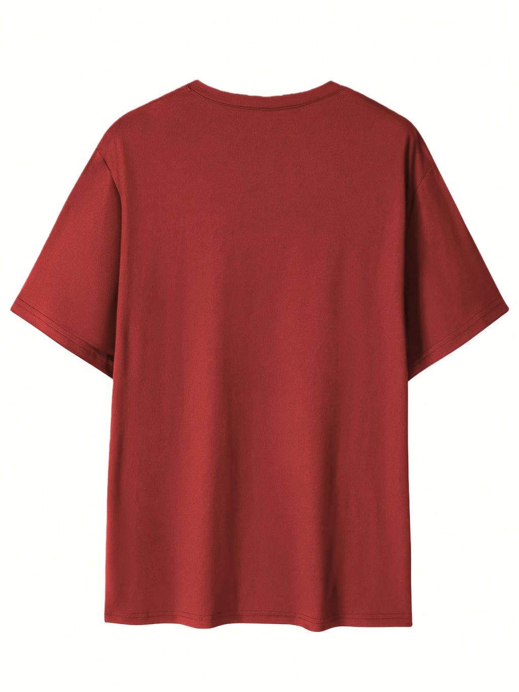 8pcs Men's Casual Knit Ribbed V-Neck T-Shirt / Soft and Comfortable Fabric / Short Sleeve / Solid Color / Crew Neck / Back-to-School Season, Casual Sporty Design Top, Multiple Colors Available, Suitable for Summer Daily Wear - 8pcs Wine Red