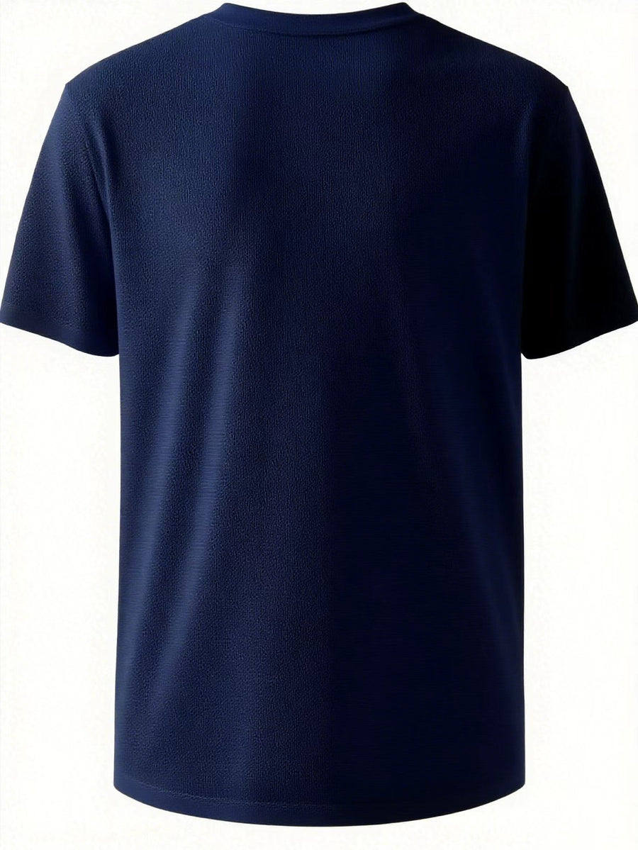 2026 Latest Casual T-Shirt for Men, Featuring a Easy Geometric Pattern And Short Sleeves. It Is Comfortable And Versatile to Wear, with a Design That Combines Vertical Stripes And Triangular Elements - Navy A