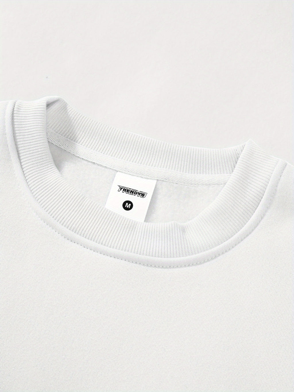 Men's Basic Crew Neck Sweatshirt with Small Galloping Horse Print on Left Chest, Casual Long Sleeve Top, Loose Fit, Versatile Solid Color Pullover Sport Sweatshirt (2) - White