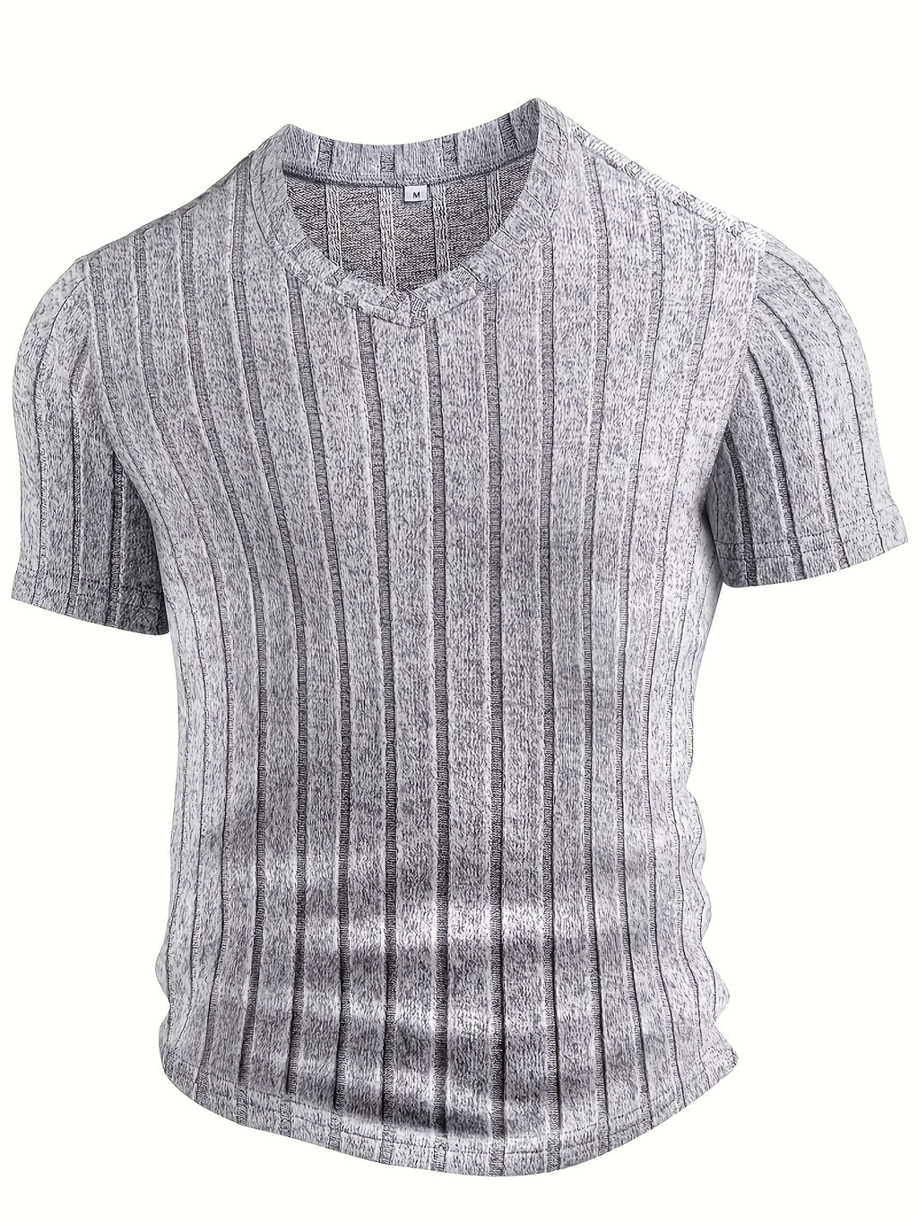 3pcs Men'S V-Neck Short Sleeve T-Shirts | Casual Business And Outdoor Wear, Skinny Fit, Medium Stretch Fabric, Solid Color - Mixed colors