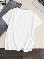 Letter Print T-shirt, Short Sleeve Crew Neck Casual Top for Summer & Spring, Women's Clothing - White