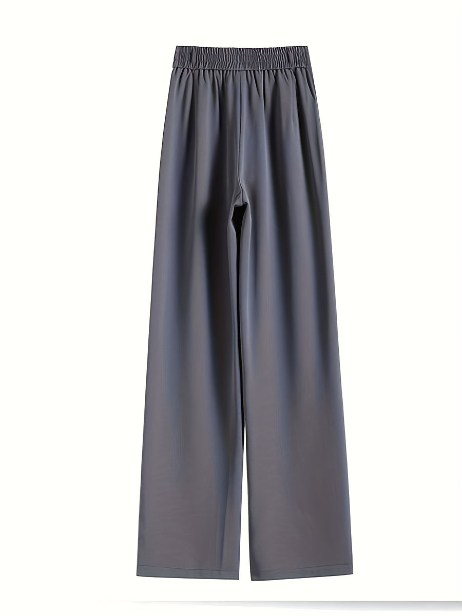 Ice Fiber Fabric Cool Touch Ultra-Thin Summer Women's Long Pants, 2026 Spring/Summer New Style Slim Fit Suit Pants, Trendy Women's Pants, Wide-Leg Loose Fit, Widened Cut, Loose Size, Suitable for Women's Summer Wide-Leg Pants, Draped Straight-Leg - Grey