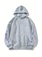 Cartoon and Animation Printed Single Piece Loose Casual Hooded Tri Luo Fashion Women's Hoodie Sweatshirt - Grey