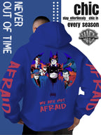 Men'S Batman Hooded Sweatshirt, Cool Graphic Print with Hero And Villain Characters, English Slogans And Sleeve Graffiti, Classic Meets American Dark Streetwear, Fall/Winter Comfortable Long Sleeve, Trendy Street Style for Men - Royal Blue