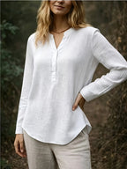 DJ260317129 New Women's Shirt, Suitable for Work, Weddings, Parties, Concerts, Brunch, Airports, Daily Fashion, Halloween, Christmas, Vintage Style - White