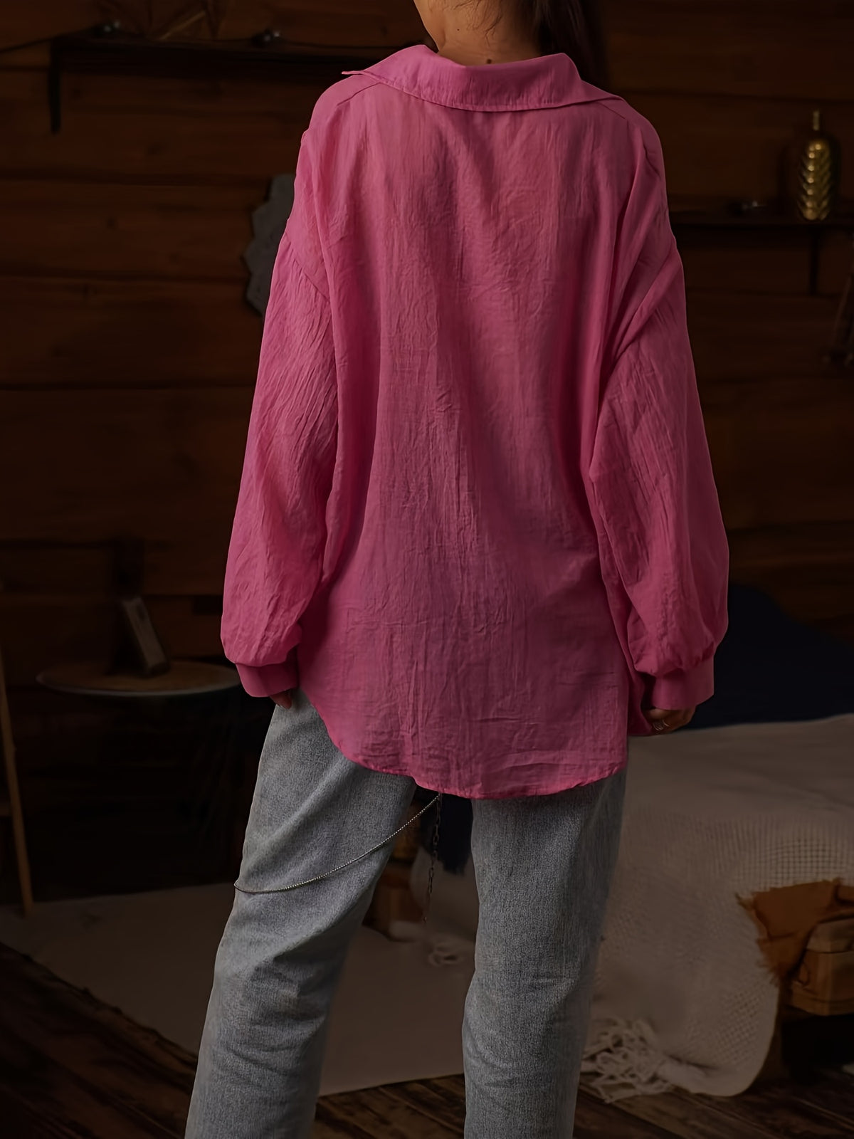 Beautiful Women'S Shirt, Elegant Solid Color Hot Style Outfit Summer Clothing - Rose Red