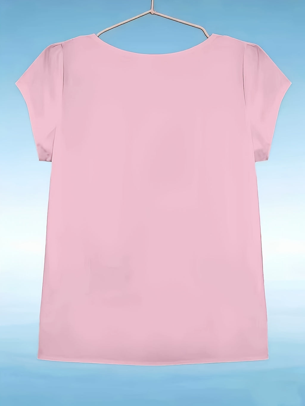 Elegant Fashion Solid Color Round Neck Top for Women - Pink Color