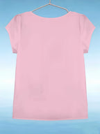 Elegant Fashion Solid Color Round Neck Top for Women - Pink Color