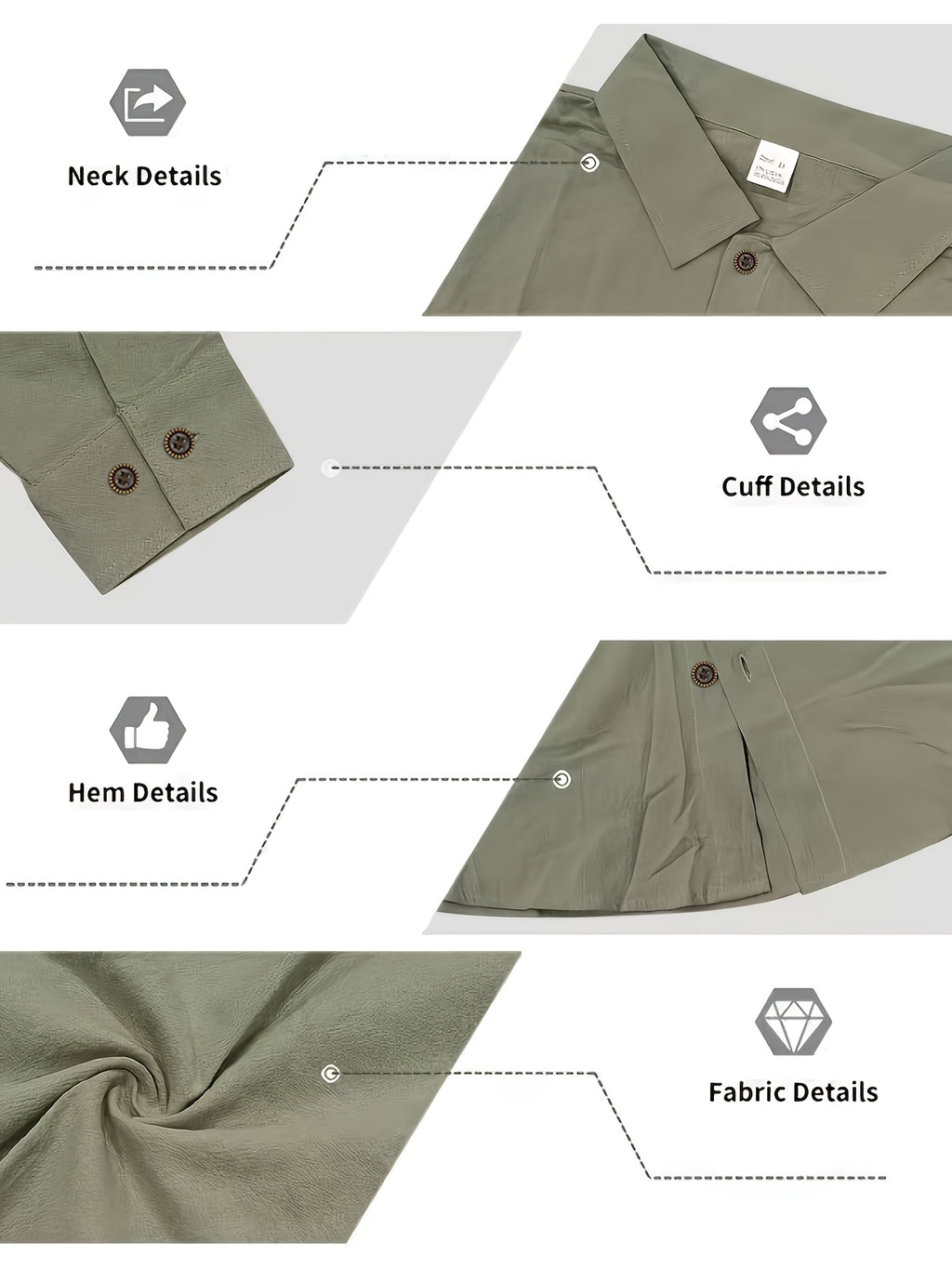 Spring/Autumn Men'S Henley Shirt Linen Long Sleeve, Comfortable And Breathable Fabric, Suitable for Daily Outings, Outdoor Sports, Travel, And Vacation, Lightweight And Breathable Regular Fit with Chest Pocket And Buttoned Cuffs, Ideal for Beach - fern green