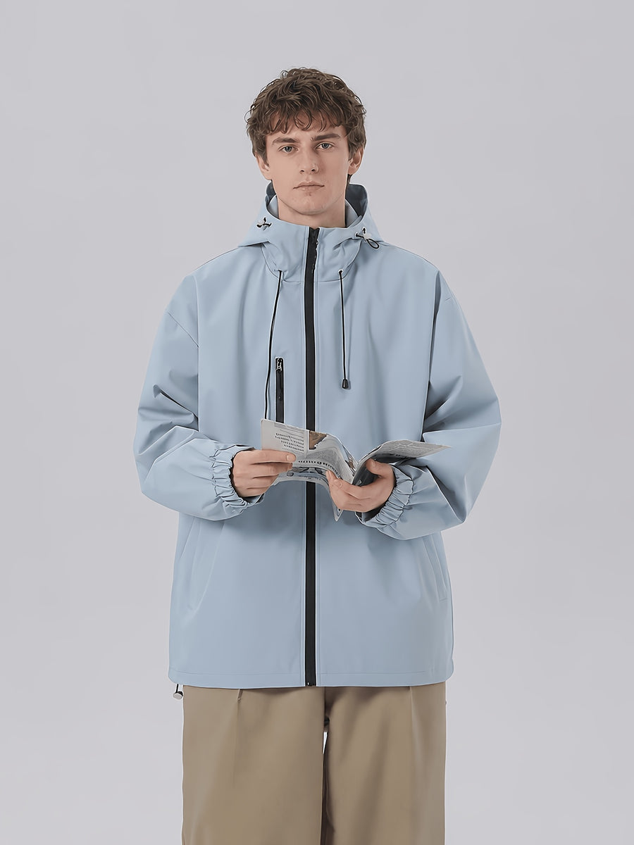 Men'S New Jacket Coat Spring Autumn Casual Jacket Sports Outdoor Zipper Pocket, Hooded Design Casual Outdoor Coat - Light Blue