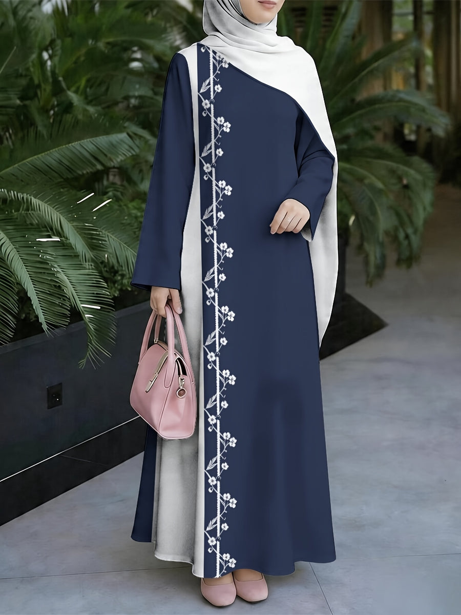 New Middle Eastern Style Muslim Elegant Robe, Featuring Middle Eastern Ethnic Print And Long Dress Design, Suitable for Eid Al-Fitr And Eid Al-Adha, This Loose, Comfortable, And Breathable Long Sleeve Dress Is Perfect for Commuting And Vacation - Mixed colors