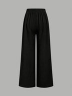 High-Waist Wide-Leg Pants, Women'S Summer Flared Skirt Design, Slim Elegant Commute Casual Trousers - Black