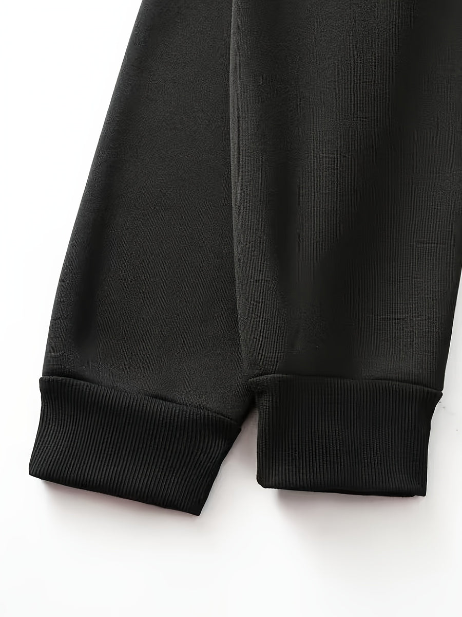 Men's Fashion Trendy Casual Solid Color Hooded Sweatshirt - Black