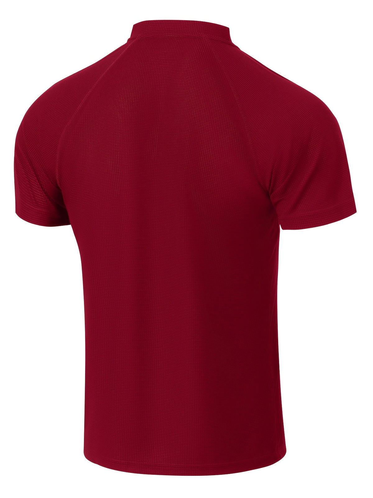 3-Pc Value Men'S Henley Shirt Short Sleeve Waffle Knit Breathable Stand Collar Polo Shirt Raglan Slim Fit Summer Sports Commute Versatile Top - White+Wine Red+Black
