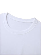 100% Cotton Men's T-Shirt, Spring/Autumn Long Sleeve, Standard Fit, Daily Casual Versatile Top, Fashionable, Elegant, , and Fun Print - White