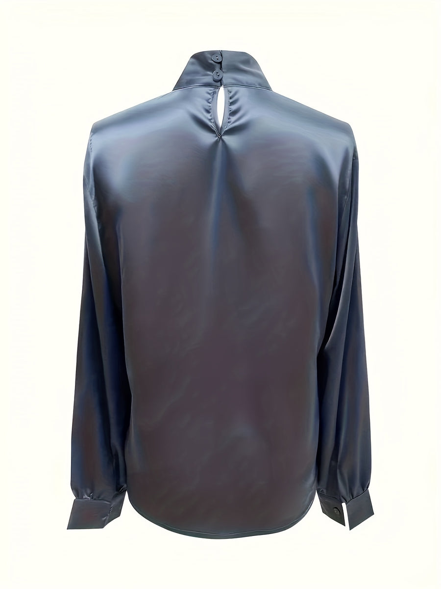 Elegant Luxury Satin Versatile Blouse - Grey