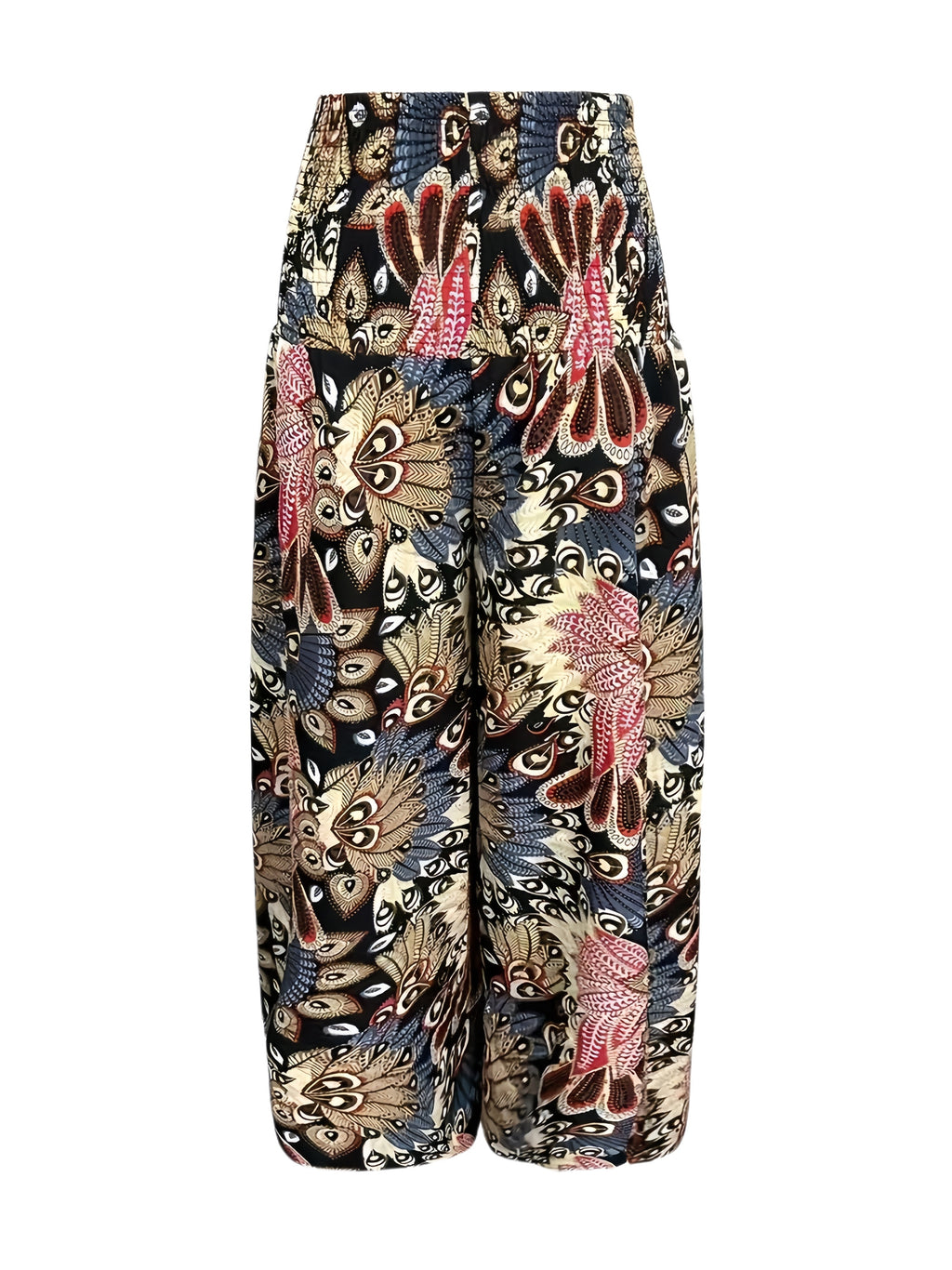Women's Bohemian Print Pleated Waist Skort - Black Flowers