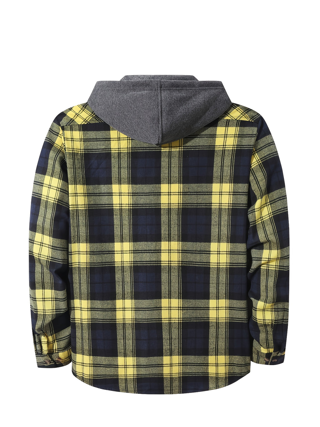 Men'S Plaid Hoodie Fashion Hoodie Fleece Shirt Price Long Sleeve Casual Button-Up Hoodie, Autumn Essentials - Yellow Navy Blue A4