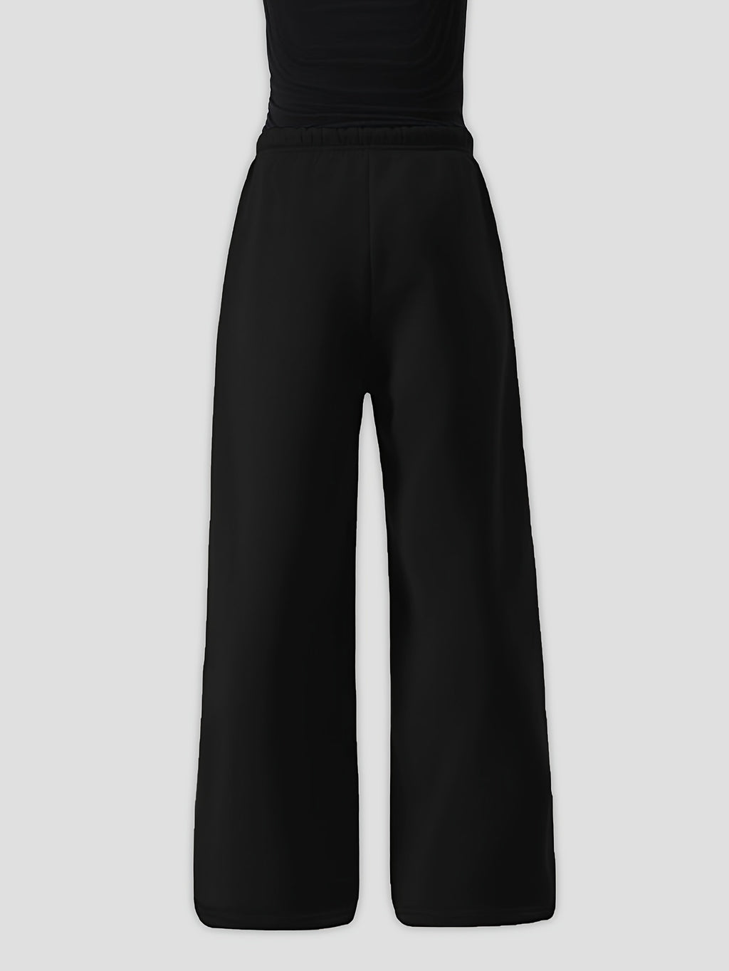 A Casual Autumn/winter -lined Loose-fit Women's Sweatpants Featuring a Trendy Fashionable Digital Star 22 Pattern Print - Black