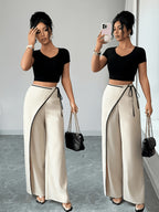 Women's Fashionable Casual Elegant Work Pants for All Seasons - Apricot