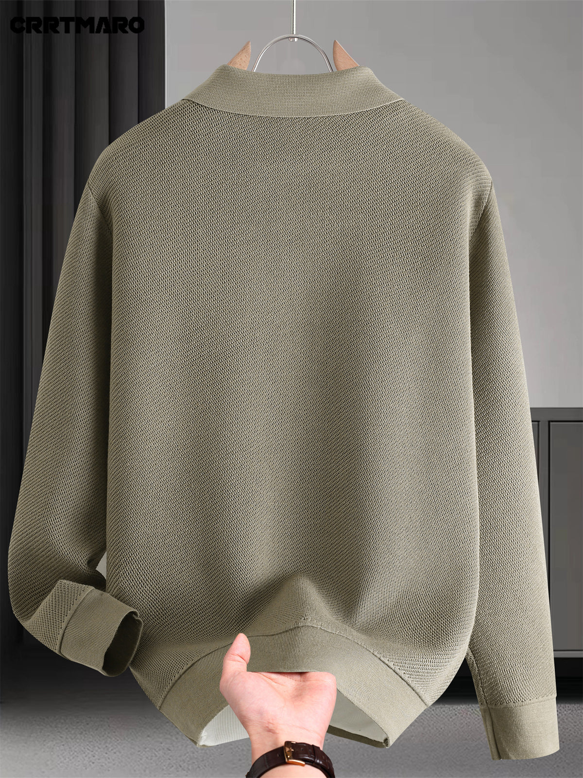 CRRTMARO Men's Warm Collar Sweater - Solid Color Regular Fit Pullover, Casual Long Sleeve Sweater Suitable for Fall Winter Warmth, Versatile for Office & Casual Attire, Hand Washable Top - Grey