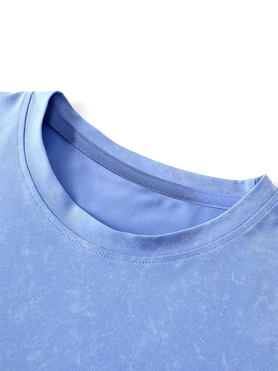 Men's Printed Regular Spring/Autumn Long-Sleeve T-Shirt, Outdoor Sports Casual Long-Sleeve Top - Blue
