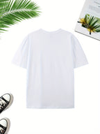 Dark Blue Washed Men'S Casual Short-Sleeved Easy Print Fashion Sports Trendy Versatile Half-Sleeve Breathable T-Shirt Comfortable Home Base Shirt - White