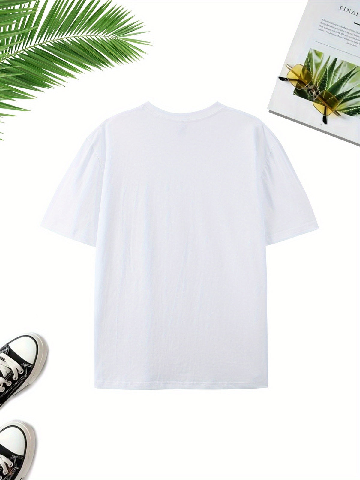 Dark Blue Washed Men'S Casual Short-Sleeved Easy Print Fashion Sports Trendy Versatile Half-Sleeve Breathable T-Shirt Comfortable Home Base Shirt - White