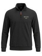 BOWZ Men's Fashion Henley Shirt, Solid Color Half-Zip Knit Top, Autumn/Winter Casual Long-Sleeve T-Shirt, Stylish and Versatile, Warm and Breathable, Suitable for Outdoor Sports and Daily Wear, Random Fabric Texture - Black